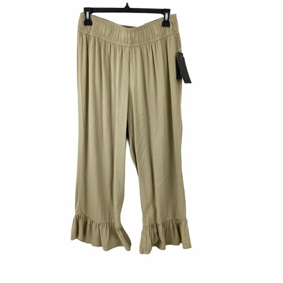 Attyre  Khaki Ruffle Hem Crop Pants 6 NWT - Picture 1 of 7